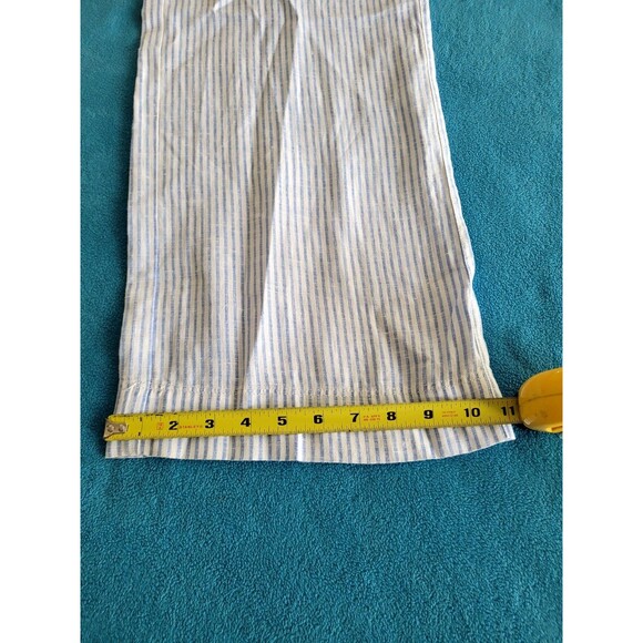 Tommy Bahama Linen Womens Pants Size M White Blue Stripe Drawstring Wide Leg - Picture 2 of 12